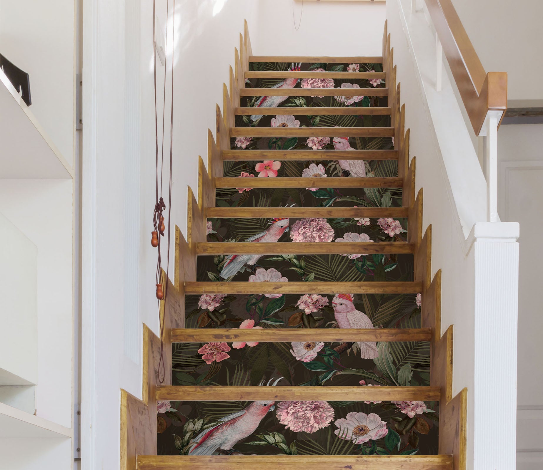 3D Pink Parrot Flower 10408 Uta Naumann Stair Risers