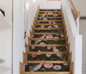 3D Pink Parrot Flower 10408 Uta Naumann Stair Risers