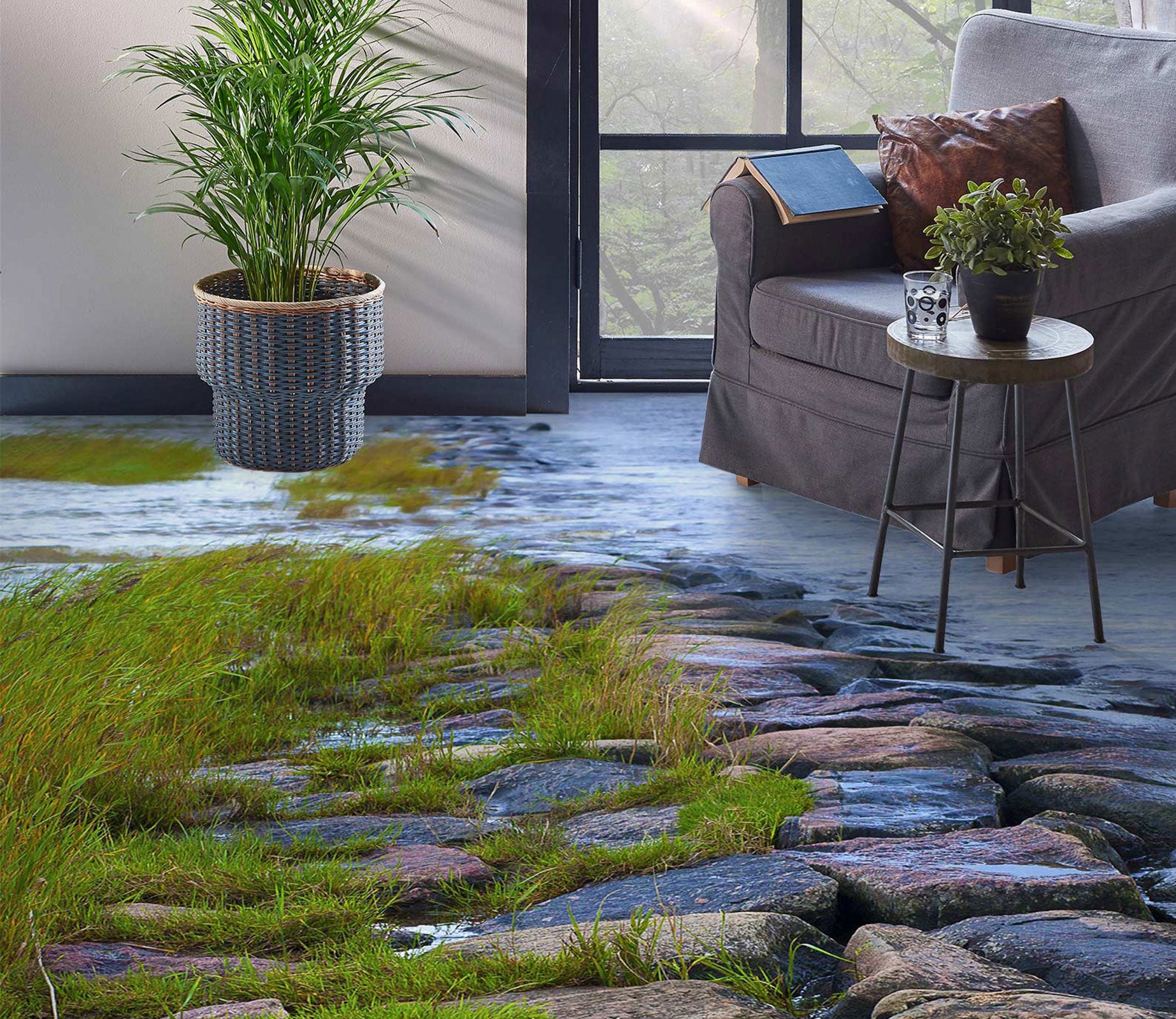 3D Grass Among The Stones 1099 Floor Mural  Wallpaper Murals Self-Adhesive Removable Print Epoxy
