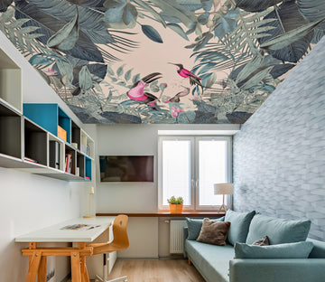 3D Pink Bird Leaves 968 Andrea Haase Ceiling Wallpaper Murals