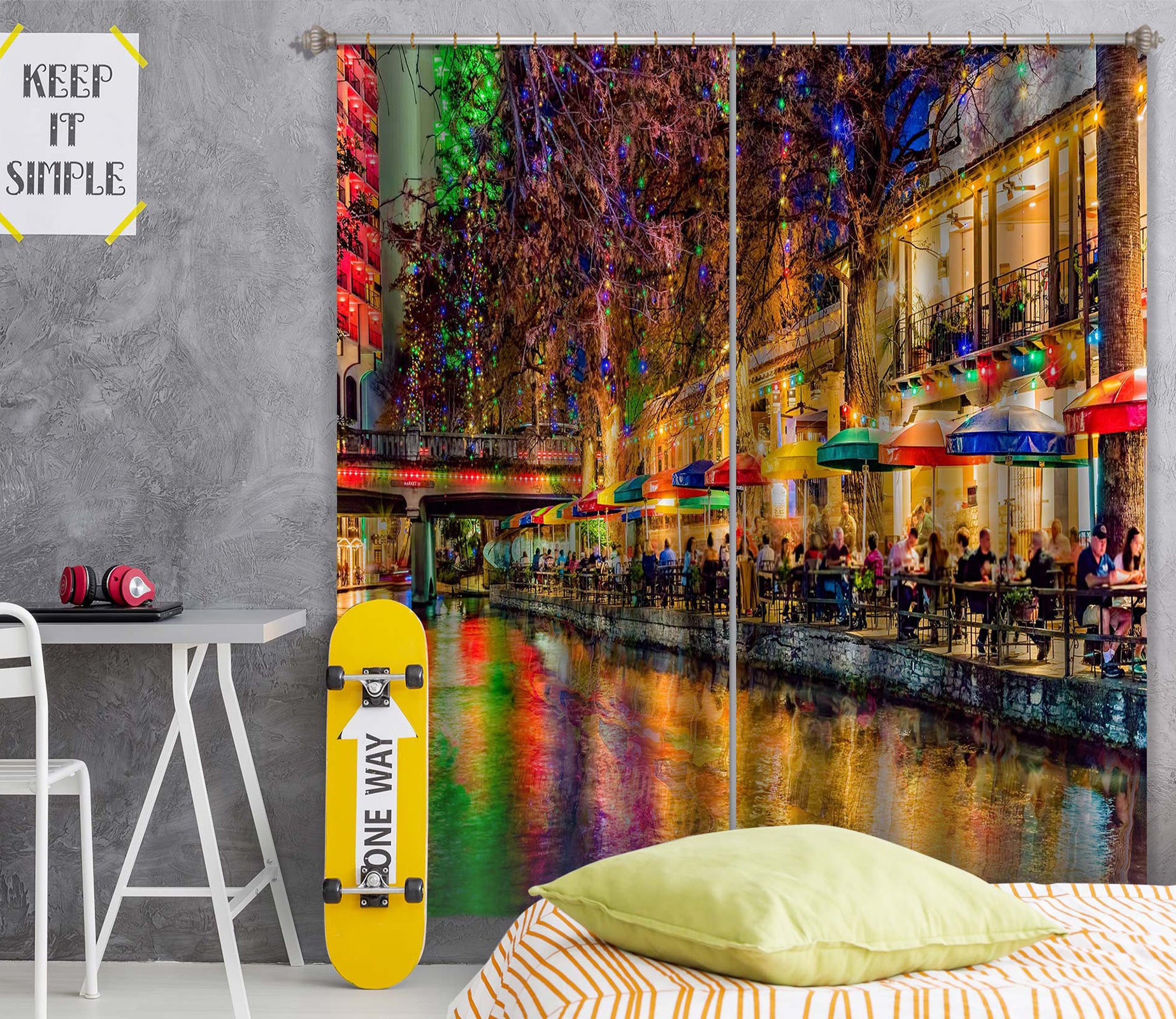 3D Colorful Lights Night 5348 Beth Sheridan Curtain Curtains Drapes