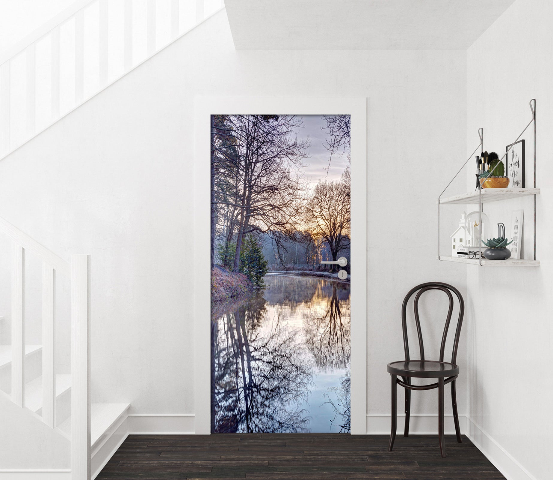 3D Riverside Trees Shadow 10734 Assaf Frank Door Mural