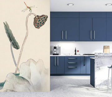 3D Dragonfly Lotus 1816 Wall Murals