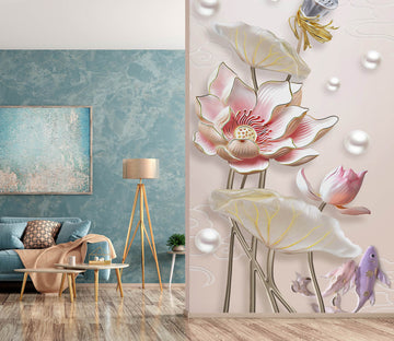 3D Pearl Lotus 1843 Wall Murals