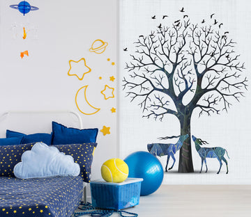 3D Tree Branch Fawn 058 Wall Murals
