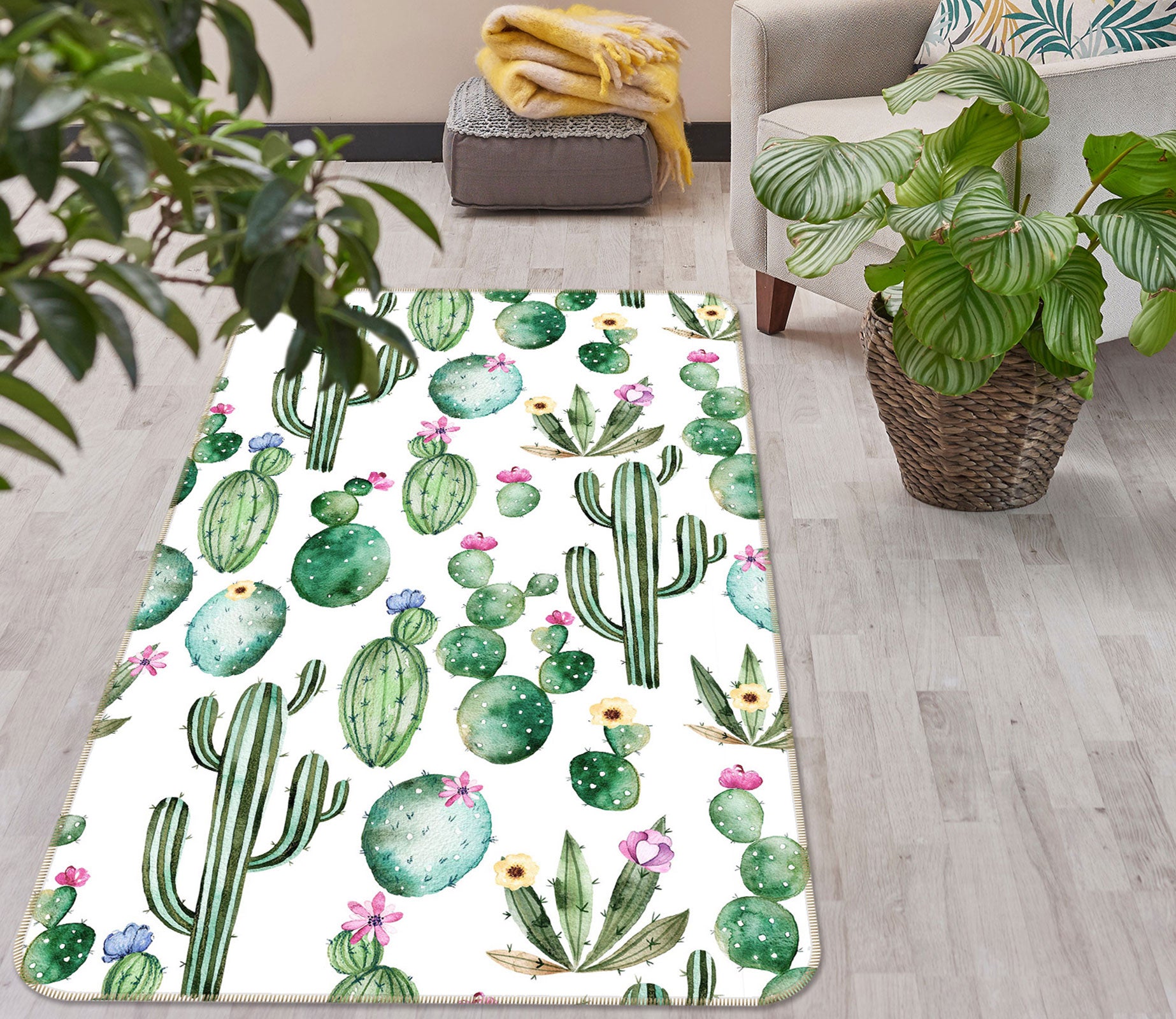 3D Cactus Flower 165 Uta Naumann Rug Non Slip Rug Mat