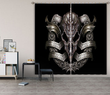 3D Metal Skull Pattern 7202 Ciruelo Curtain Curtains Drapes