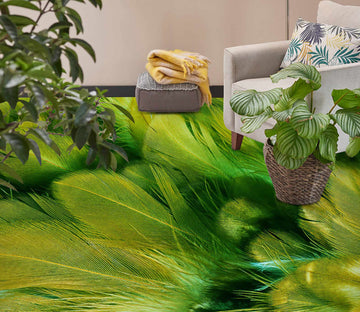 3D Green Feathers 1197 Floor Mural  Wallpaper Murals Self-Adhesive Removable Print Epoxy