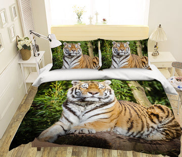 3D Forest Tiger 010 Bed Pillowcases Quilt