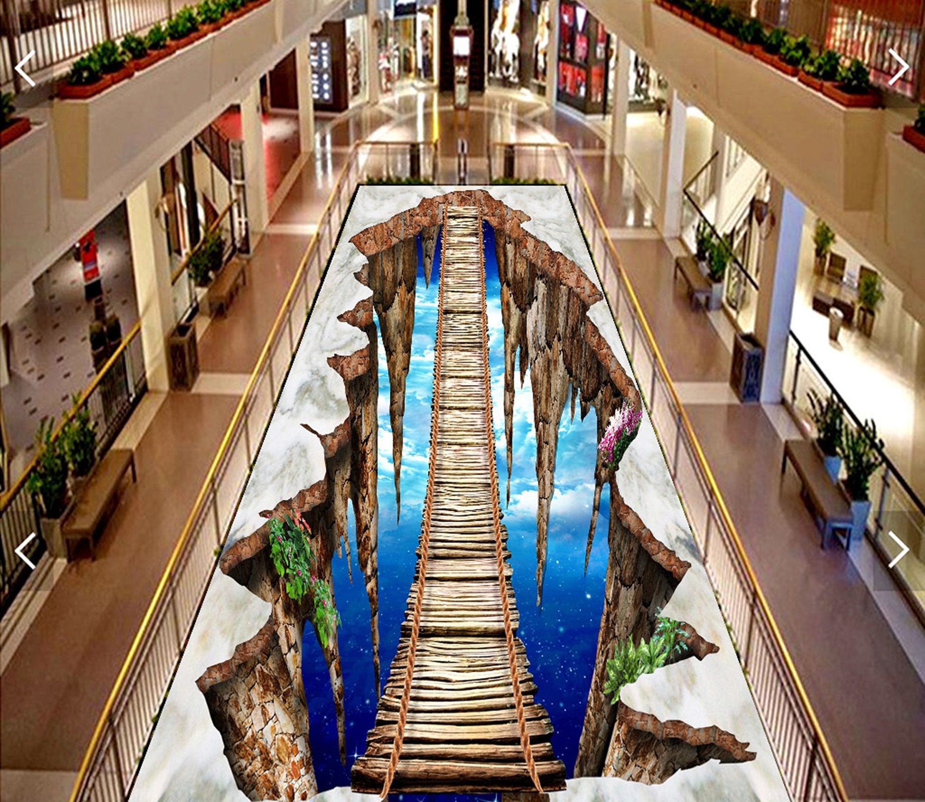 3D Mountain Peak Wooden Bridge WG433 Floor Mural Wallpaper AJ Wallpaper 2 