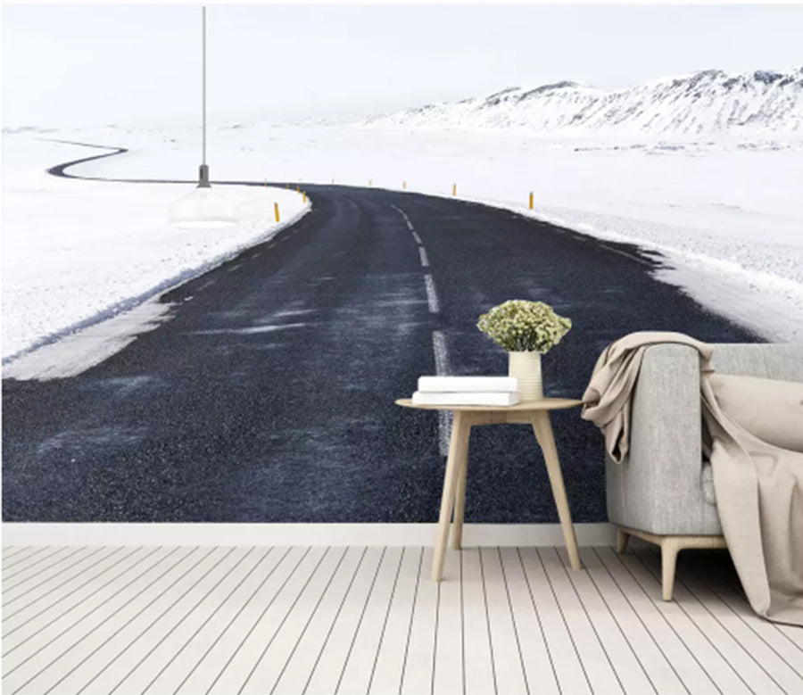 3D Heavy Snow Road 2012 Wall Murals