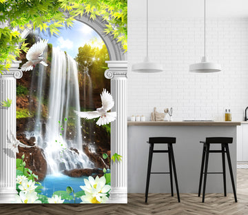 3D Forest Waterfall 1880 Wall Murals