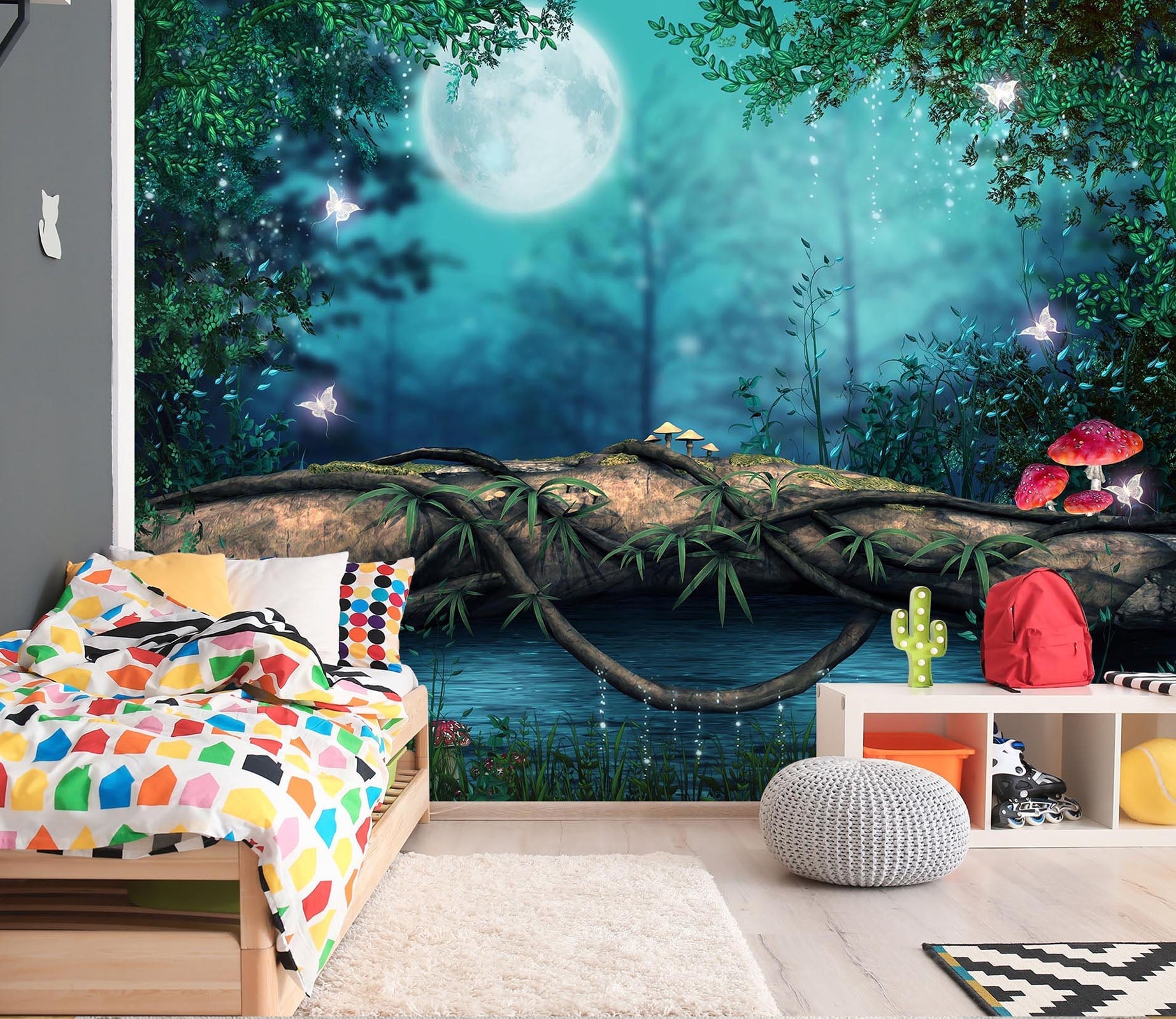 3D Dream Moon Mushroom 057 Wall Murals Wallpaper AJ Wallpaper 2 