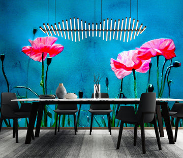 3D Pink Flowers 11103 Matthew Holden Bates Wall Mural Wall Murals