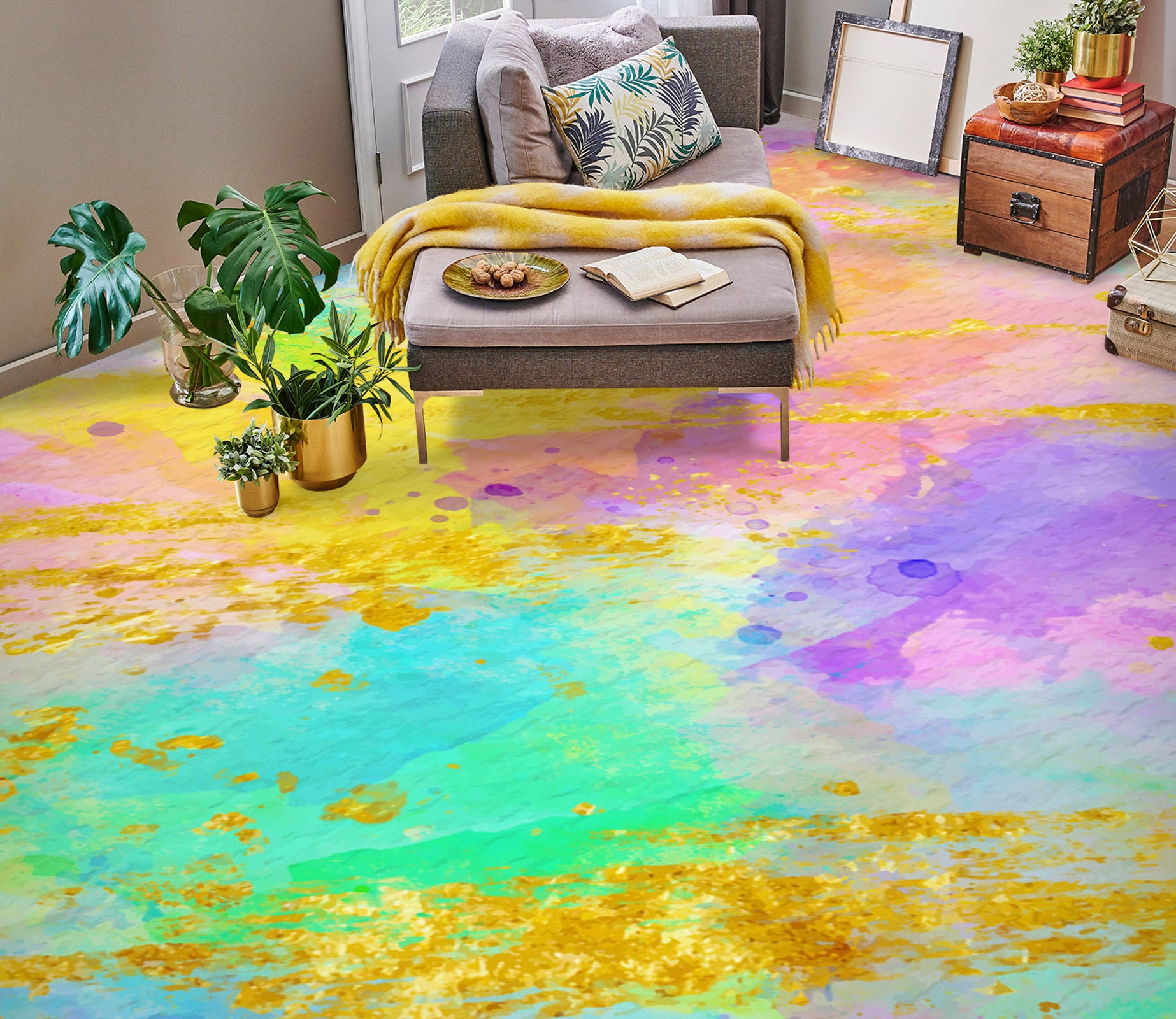 3D Bright Color Paints 1298 Floor Mural  Wallpaper Murals Self-Adhesive Removable Print Epoxy