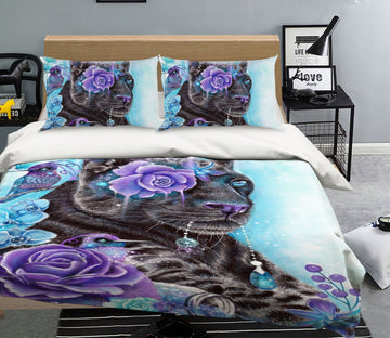 3D Black Panther Purple Rose 8604 Sheena Pike Bedding Bed Pillowcases Quilt Cover Duvet Cover
