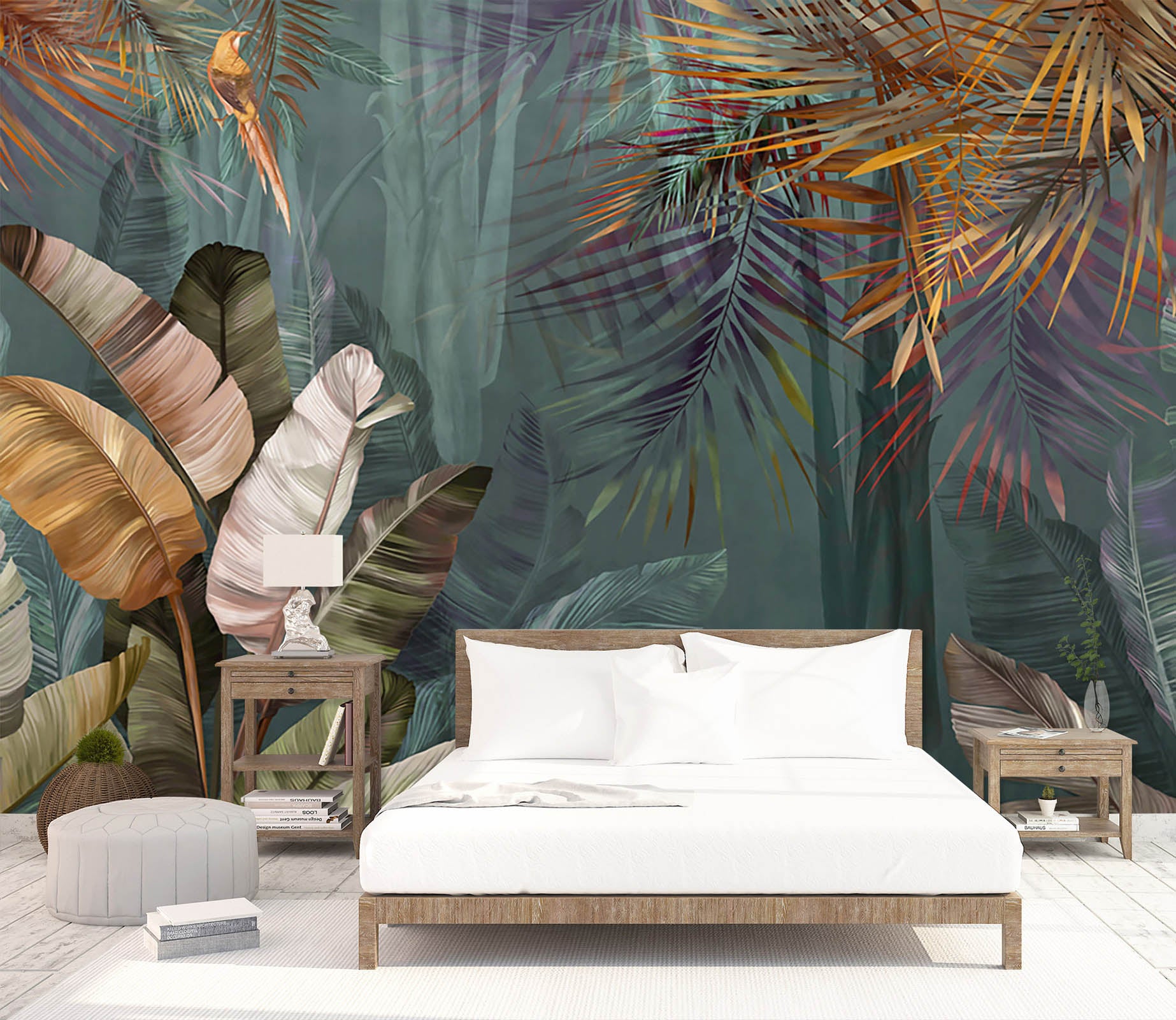 3D White Leaves 1514 Wall Murals