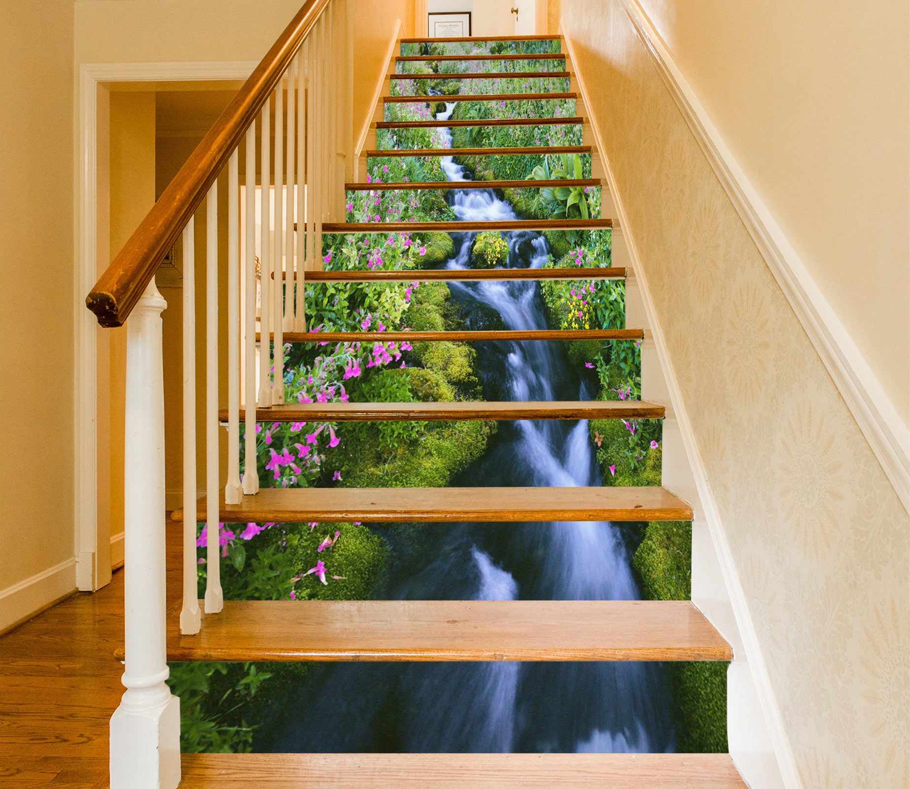 3D White River In The Forest 315 Stair Risers