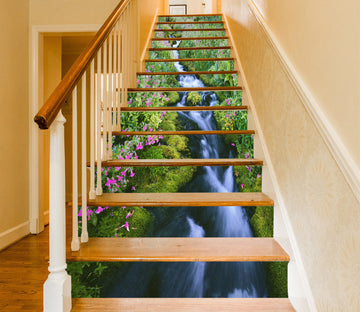 3D White River In The Forest 315 Stair Risers