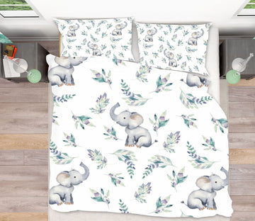 3D Elephant Flower 220 Uta Naumann Bedding Bed Pillowcases Quilt