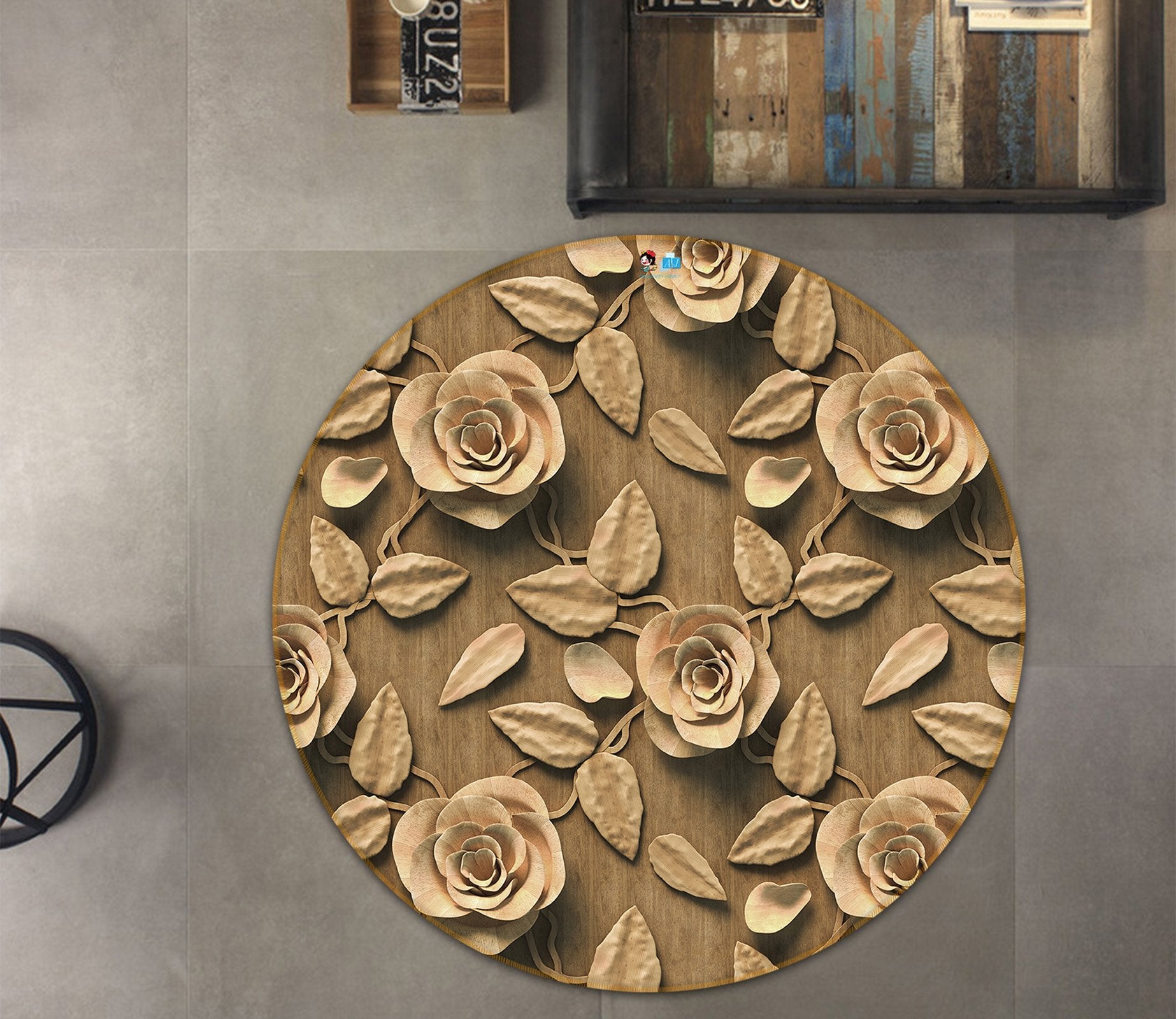 3D Mud Stereoscopic Flower 144 Round Non Slip Rug Mat Mat AJ Creativity Home 