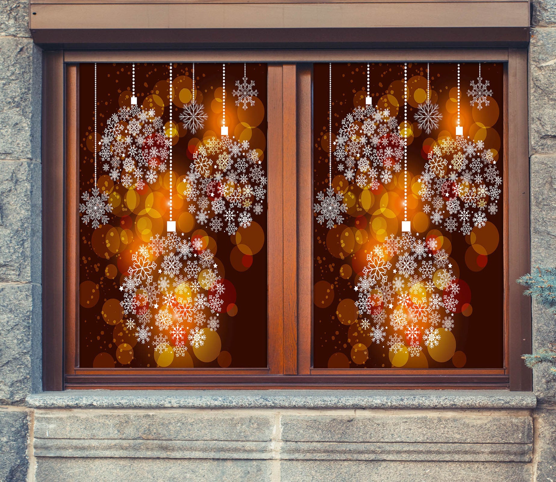 3D Snowflake 31017 Christmas Window Film Print Sticker Cling Stained Glass Xmas