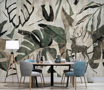 3D Scribble Of Artistic Leaves 2564 Wall Murals