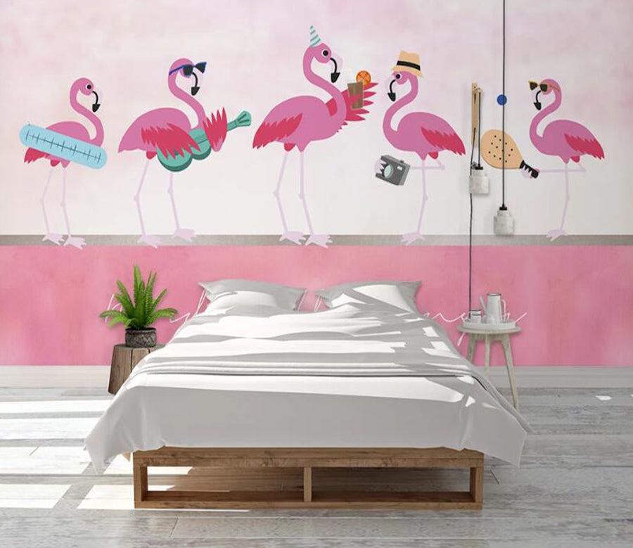 3D Musical Flamingos 1117 Wall Murals