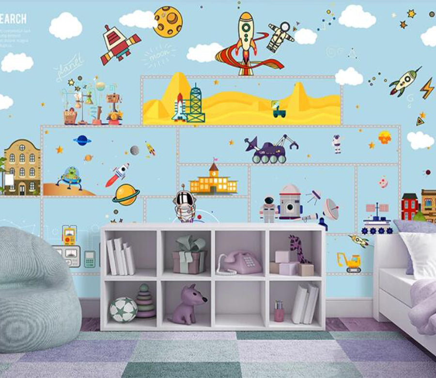 3D Earth Rocket WG745 Wall Murals
