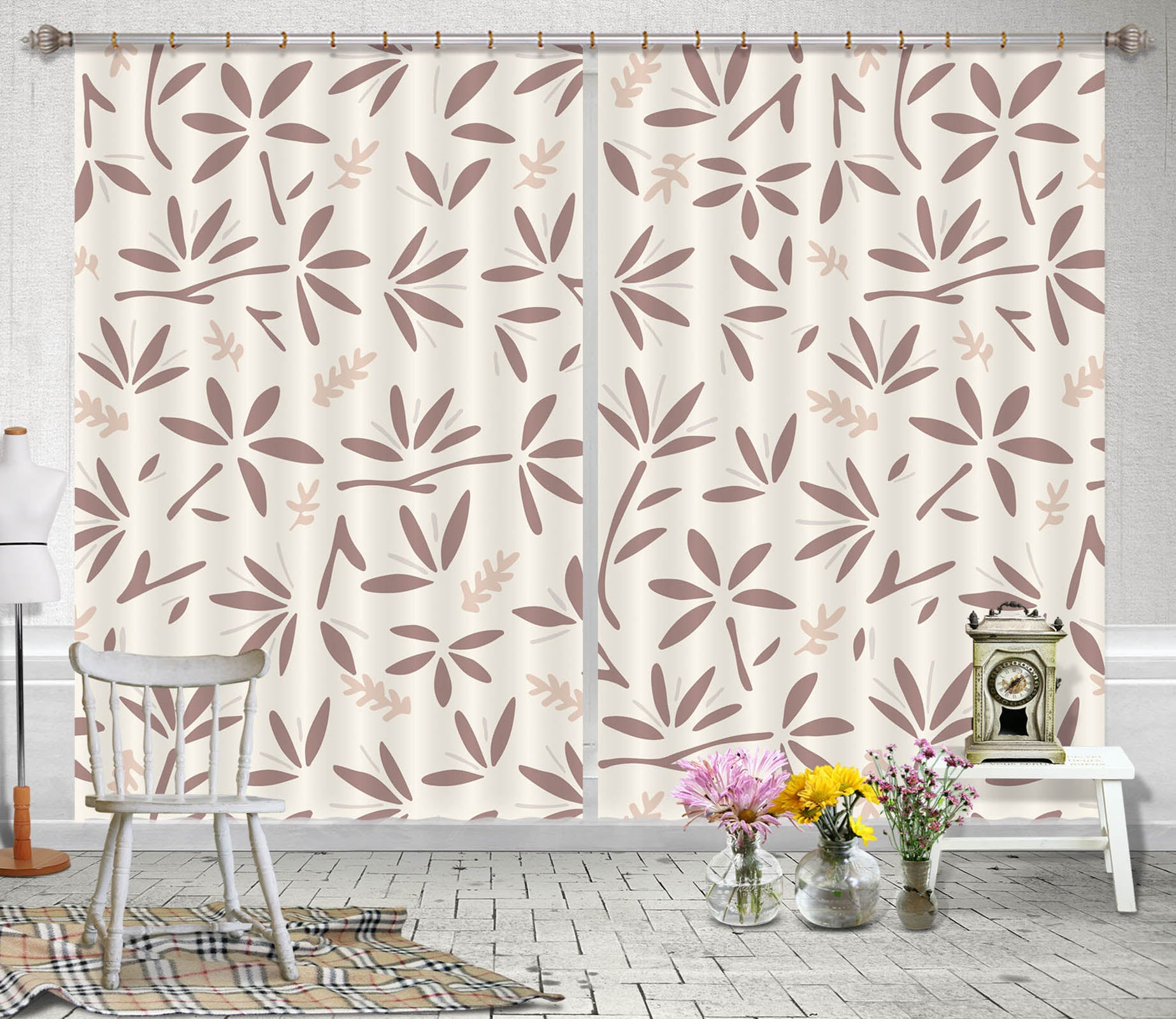 3D Green Plant 047 Jillian Helvey Curtain Curtains Drapes