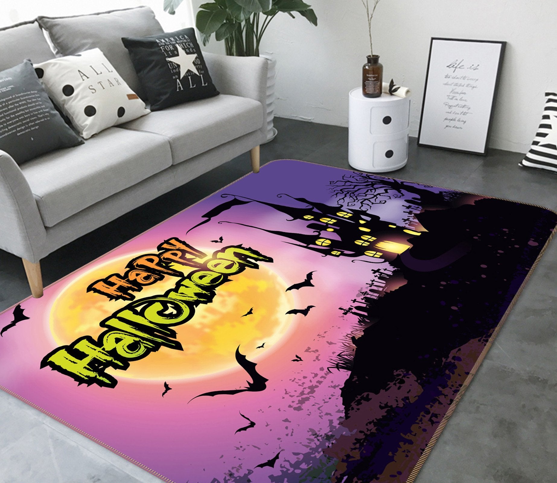 3D Bat Castle 203 Halloween Non Slip Rug Mat Mat AJ Creativity Home 