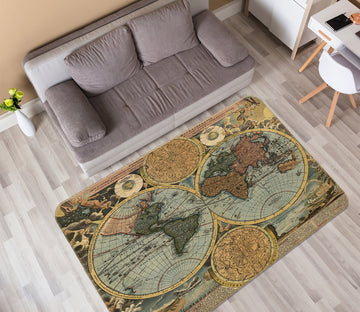 3D Yellow Globe 210 World Map Non Slip Rug Mat