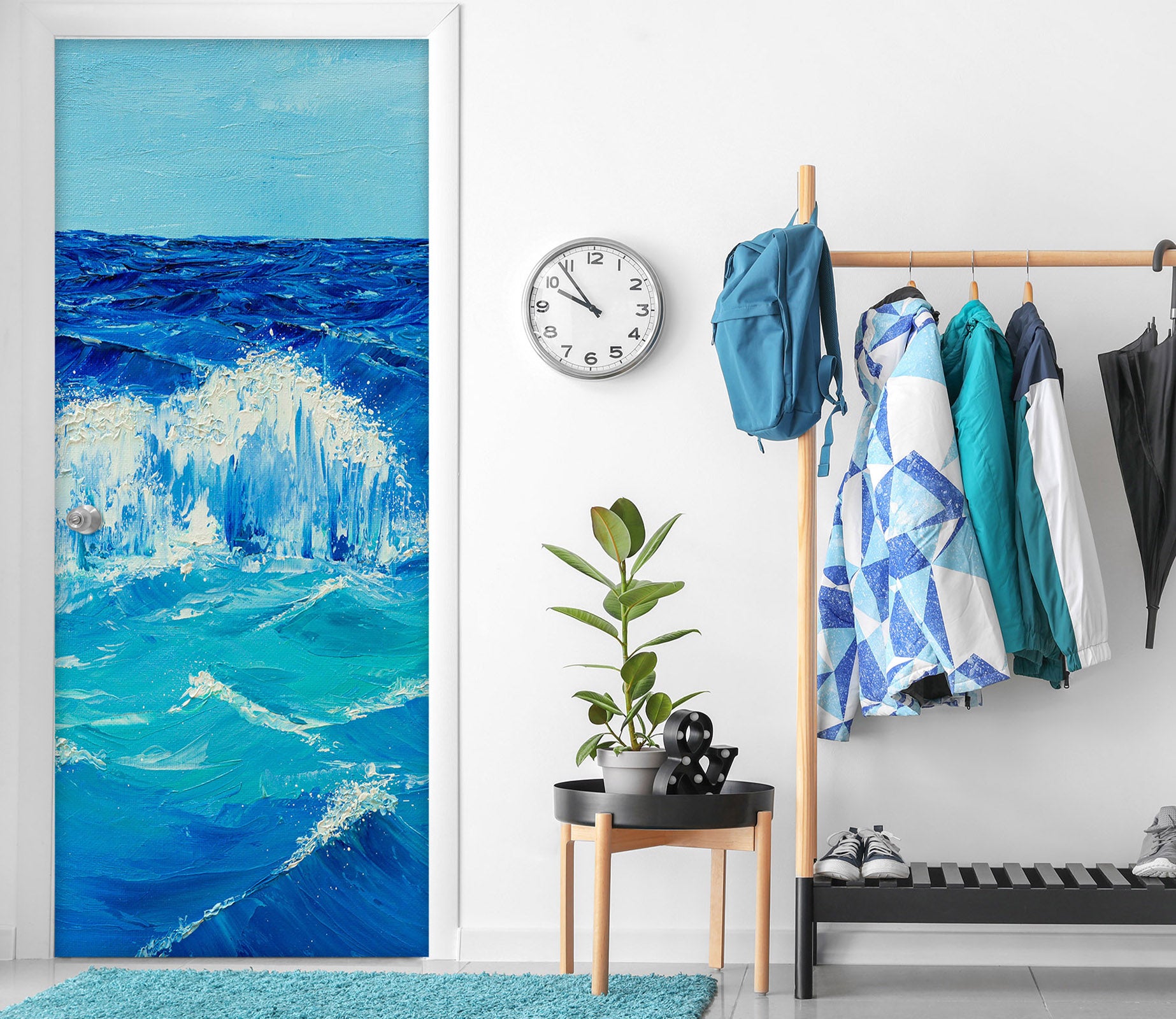 3D Blue Ocean Waves 9427 Marina Zotova Door Mural