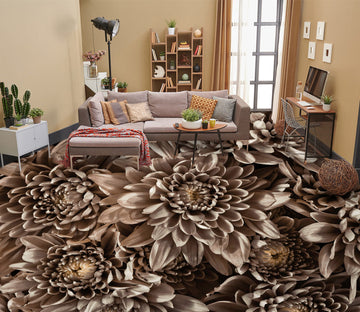 3D Flowers Brown 9863 Assaf Frank Floor Mural  Wallpaper Murals Self-Adhesive Removable Print Epoxy