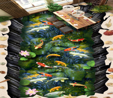 3D Koi Lotus 268 Floor Mural  Wallpaper Murals Rug & Mat Print Epoxy waterproof bath floor