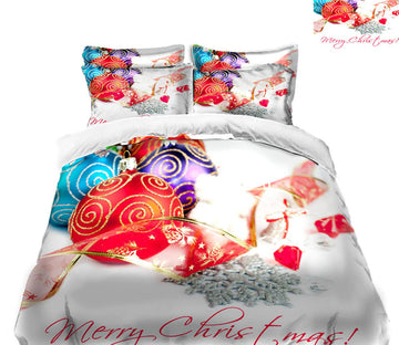 3D Color Round Ball Snowflake 31161 Christmas Quilt Duvet Cover Xmas Bed Pillowcases