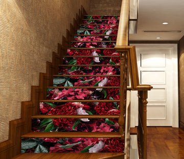 3D Red Flower Pattern 10418 Uta Naumann Stair Risers