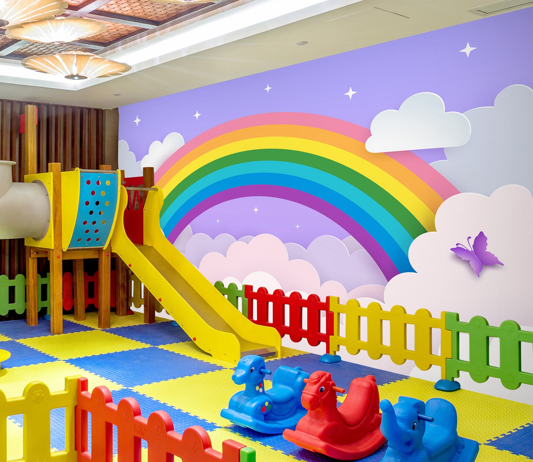 3D Rainbow Clouds 1426 Indoor Play Centres Wall Murals