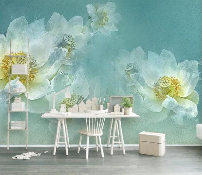 3D Yellow Lotus 307 Wall Murals Wallpaper AJ Wallpaper 2 