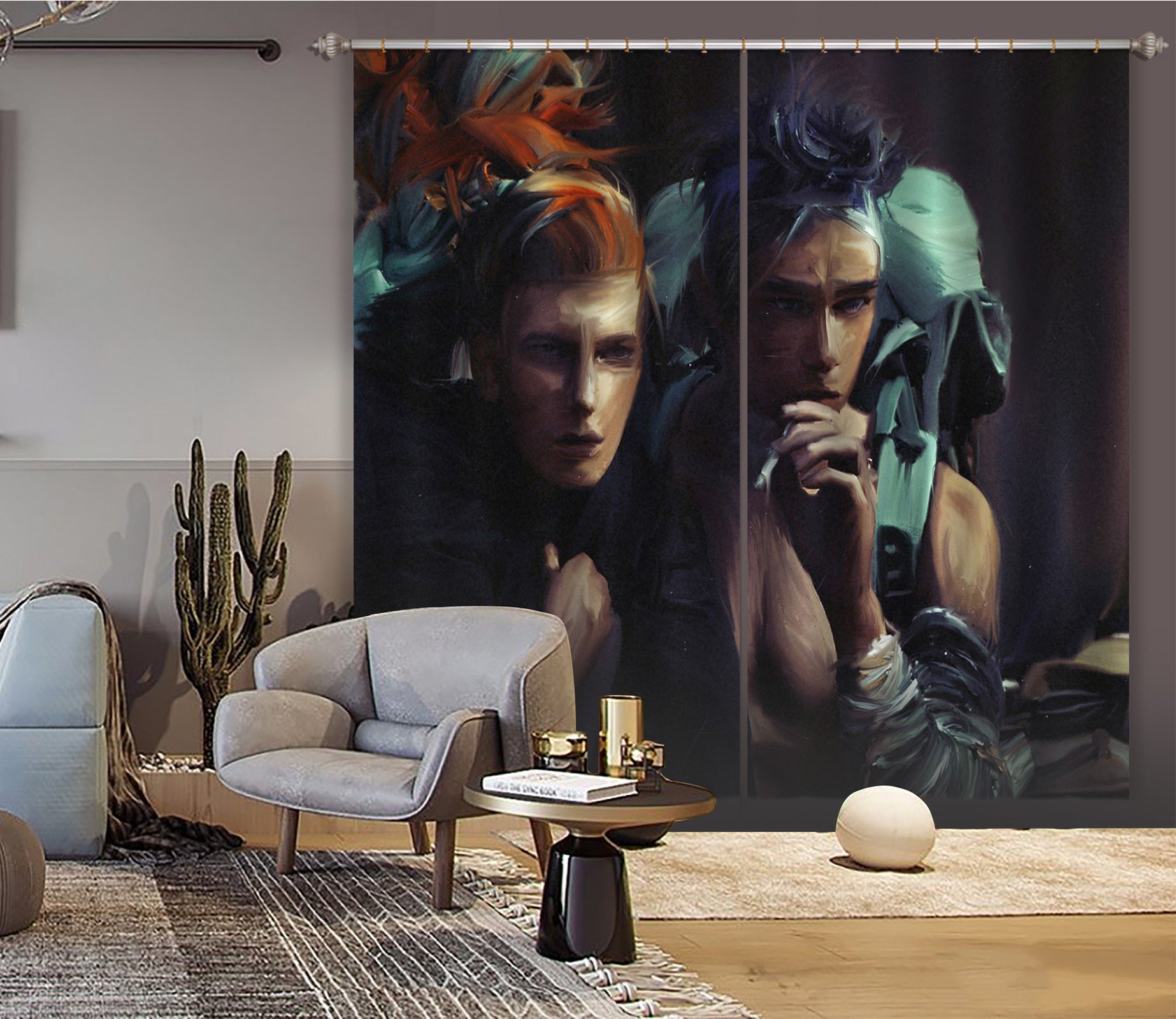 3D Personality Girl 043 Marco Cavazzana Curtain Curtains Drapes