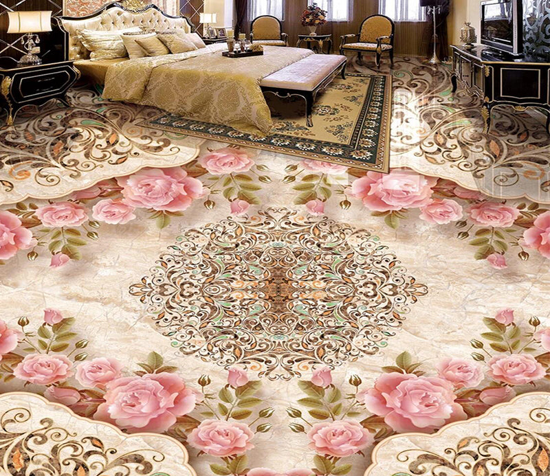 3D Rhombus Lace 044 Floor Mural  Self-Adhesive Sticker Bathroom Non-slip Waterproof Flooring Murals