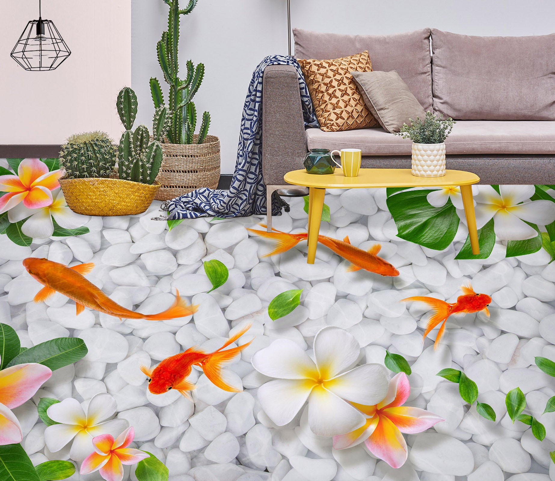 3D Goldfish And Flowers 276 Floor Mural  Wallpaper Murals Rug & Mat Print Epoxy waterproof bath floor
