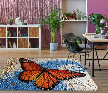 3D Shell Butterfly 1019 Dena Tollefson Rug Non Slip Rug Mat