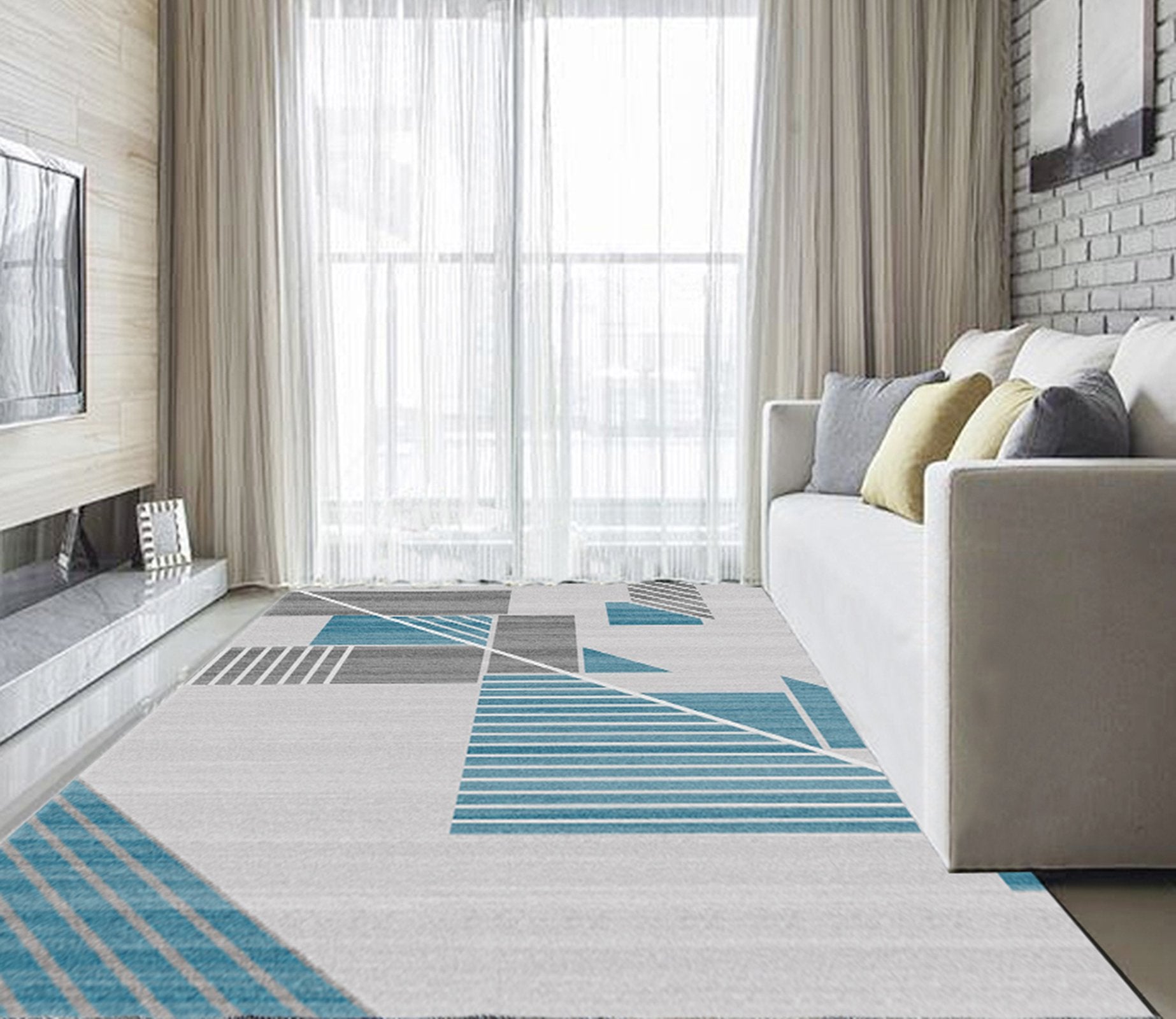 3D Modern Geometric Pattern WG417 Non Slip Rug Mat Mat AJ Creativity Home 