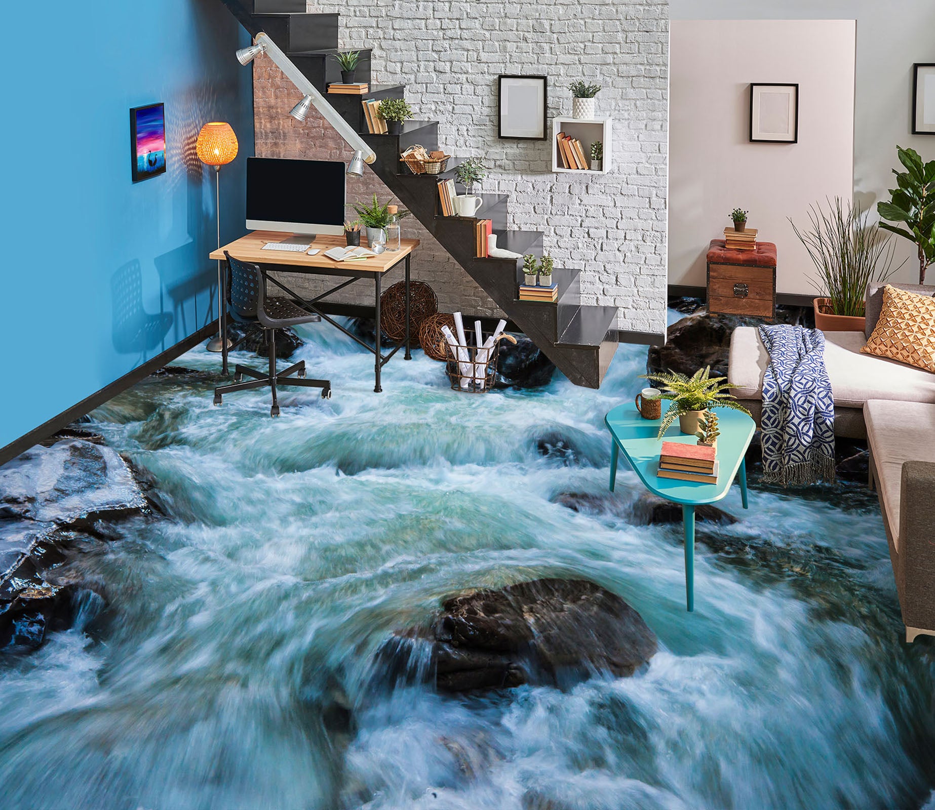 3D Full-bodied And Rushing 829 Floor Mural  Wallpaper Murals Rug & Mat Print Epoxy waterproof bath floor