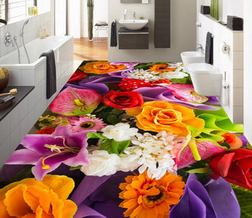 3D A Hundred Flowers Bloom 376 Floor Mural  Wallpaper Murals Rug & Mat Print Epoxy waterproof bath floor