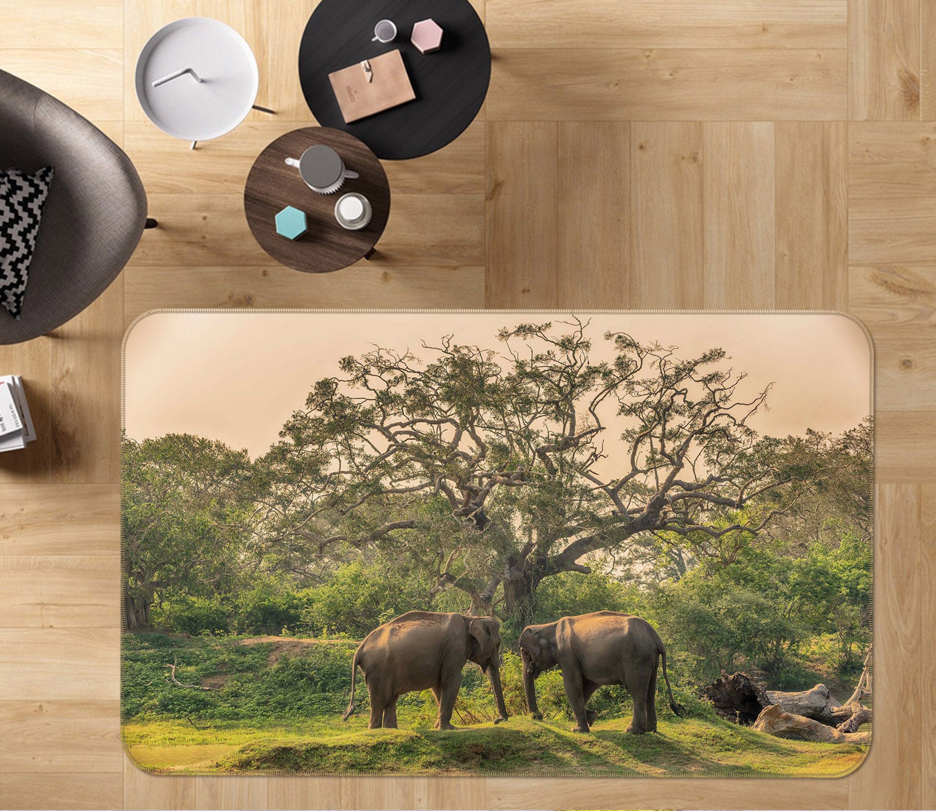 3D Elephant Grove 059 Animal Non Slip Rug Mat