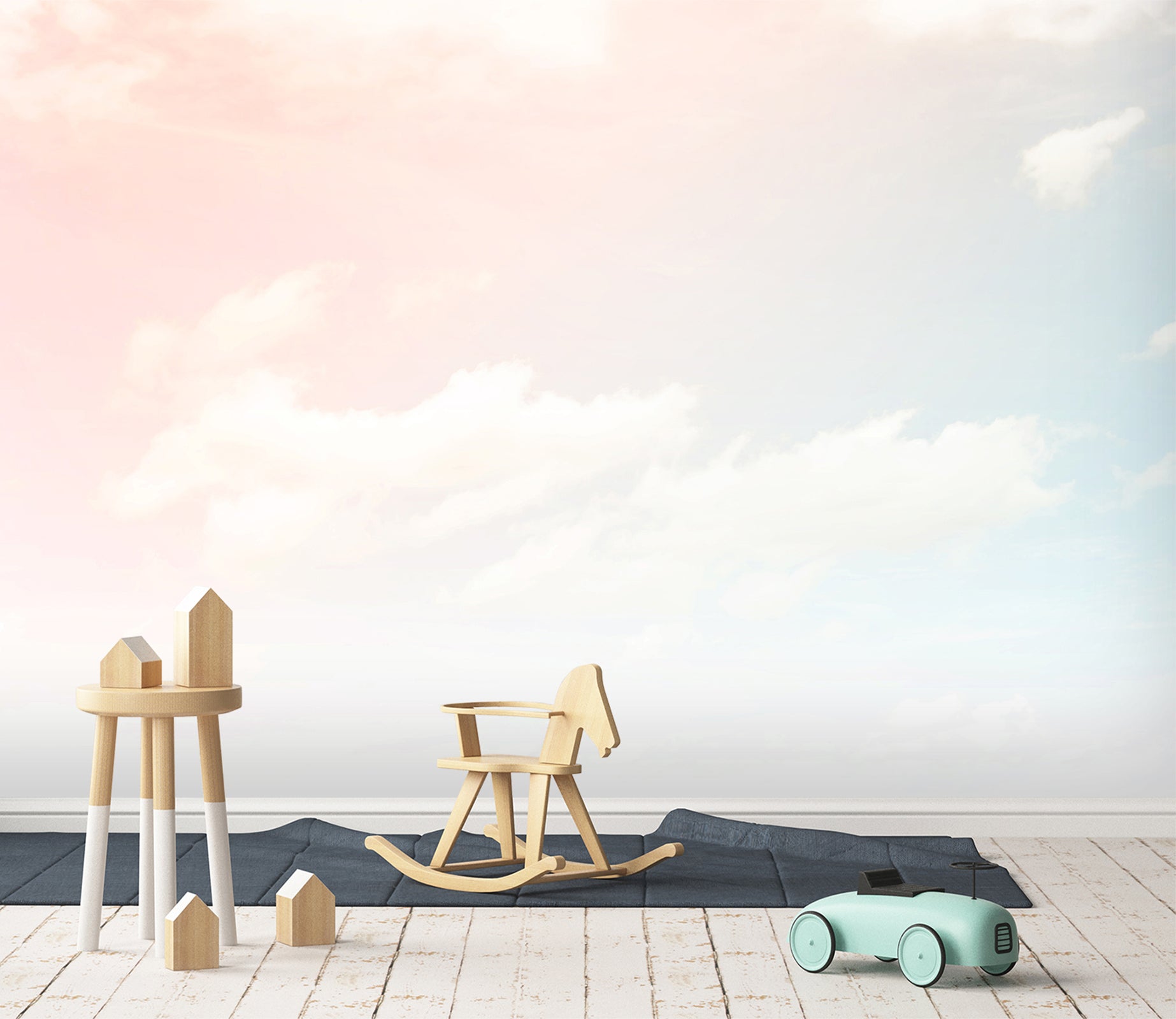 3D Pink Sky Clouds 82 Wall Murals