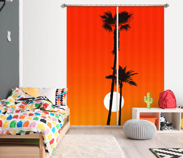 3D Red Sun Tree 1095 Boris Draschoff Curtain Curtains Drapes