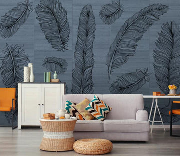 3D Black Feather 173 Wall Murals